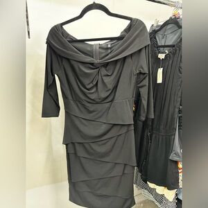 White House Black Market Black Layered Long Sleeve Dress